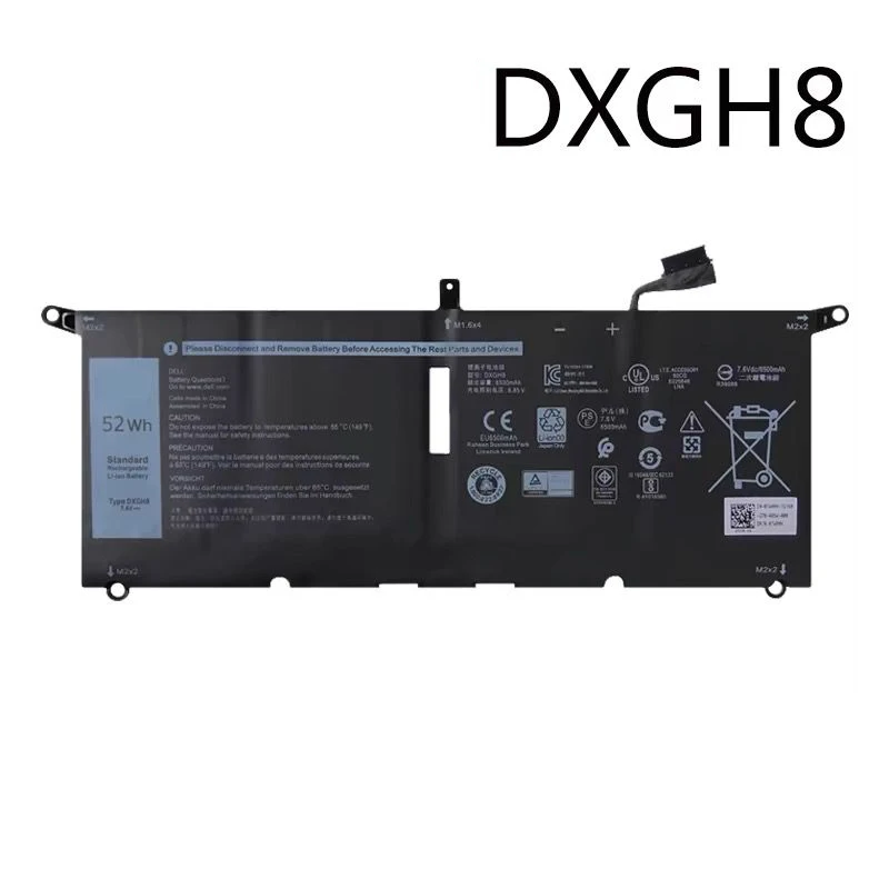 

DXGH8 Laptop Battery for Dell XPS 13 9305 9370 9380 7390 Inspiron 5390 5391 7490 7390 7391 P82G G8VCF 0H754V H754V 7.6V 52Wh