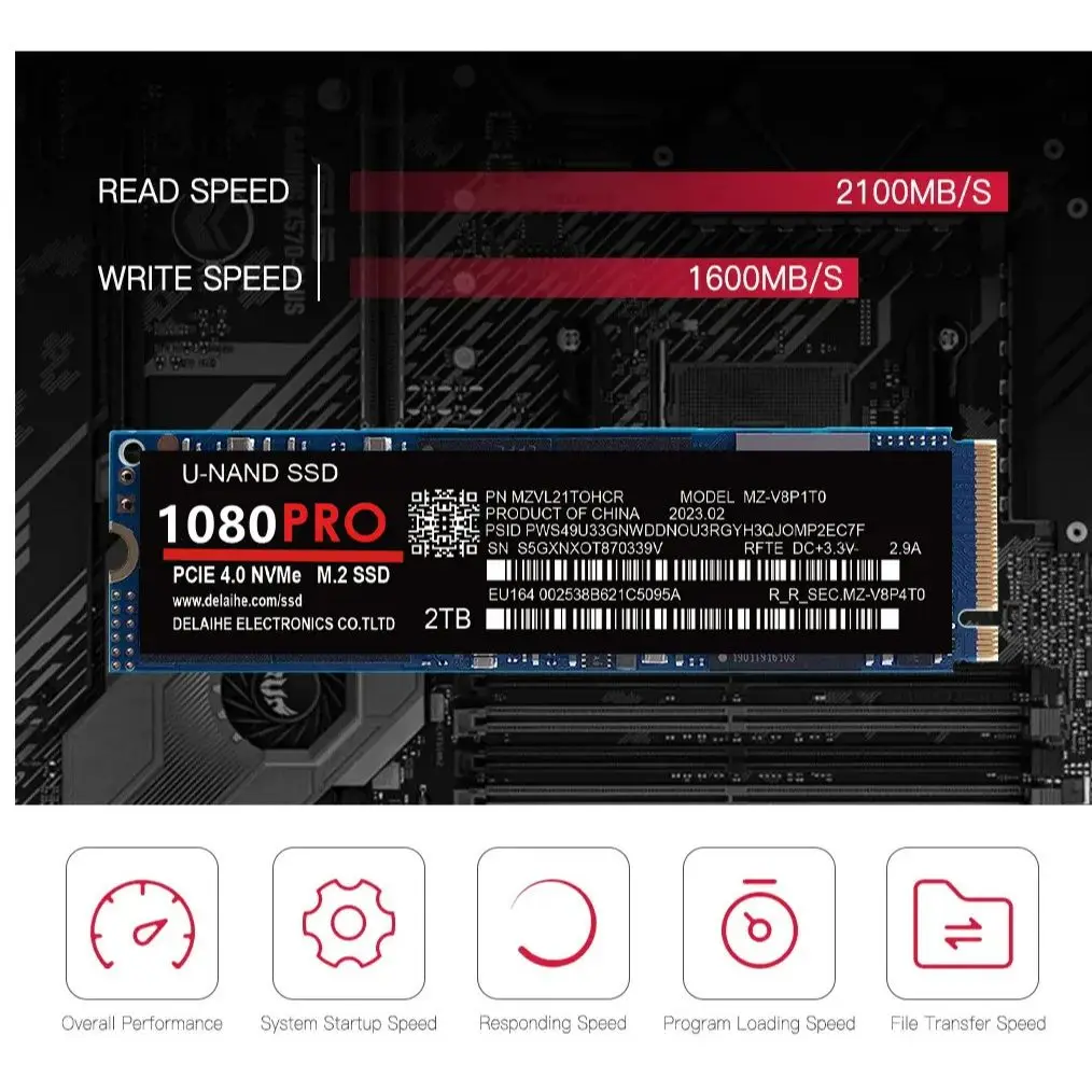 Nuovo 1080PRO 4TB 2TB 1TB SSD disco rigido interno a stato solido originale M.2 2280 PCIe Gen 5.0x4 NVMe per PC Desktop portatile PS5