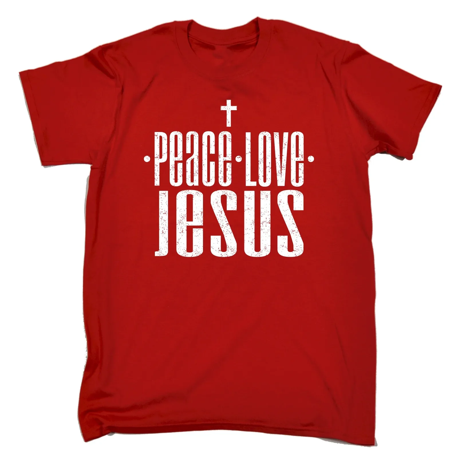 Peace Love Jesus T-Shirt. God Cross Bible Religious Crucifix T-Shirt 100% Cotton O-Neck Short Sleeve Summer Casual Mens T-shirt