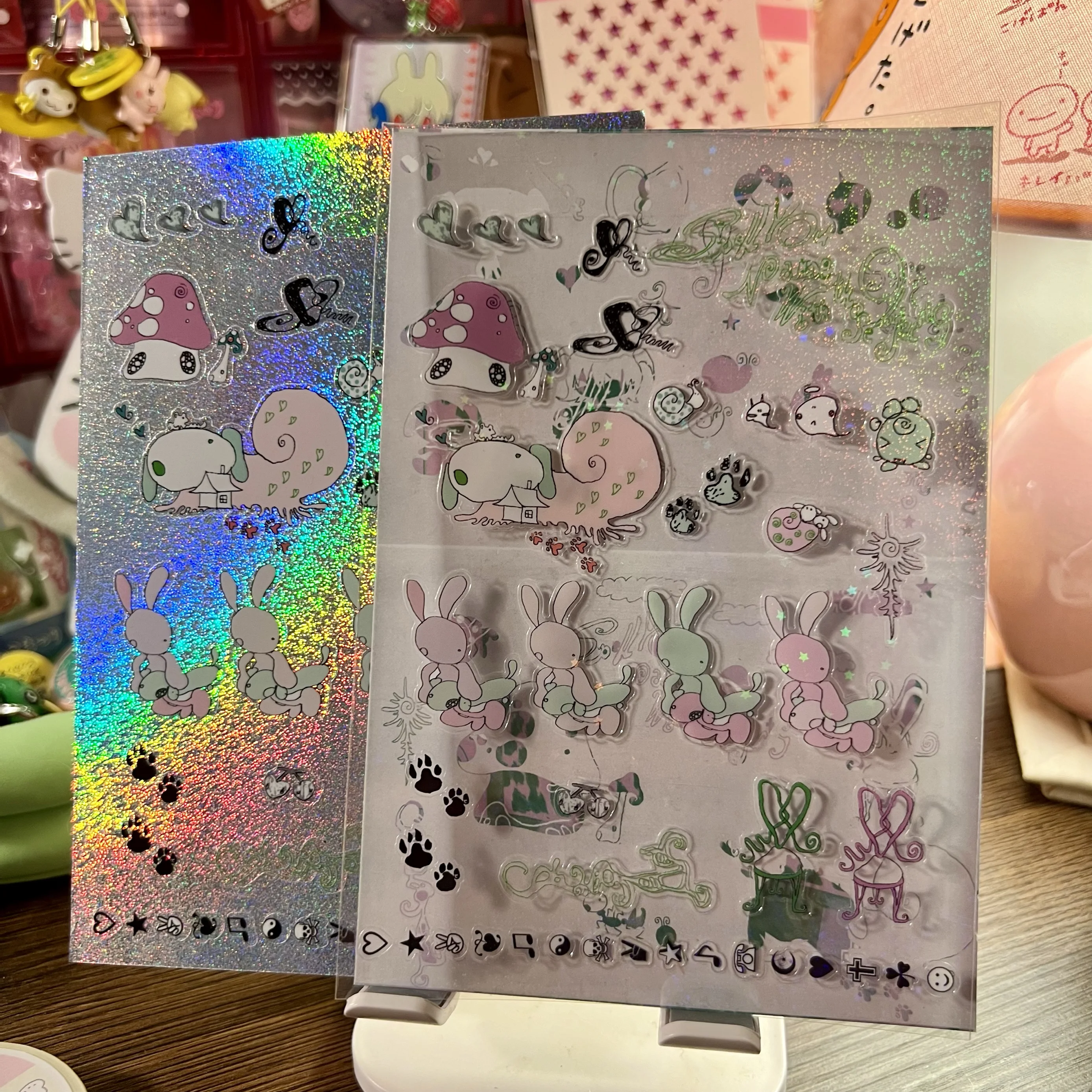 Art laser double transparent decorative stickers