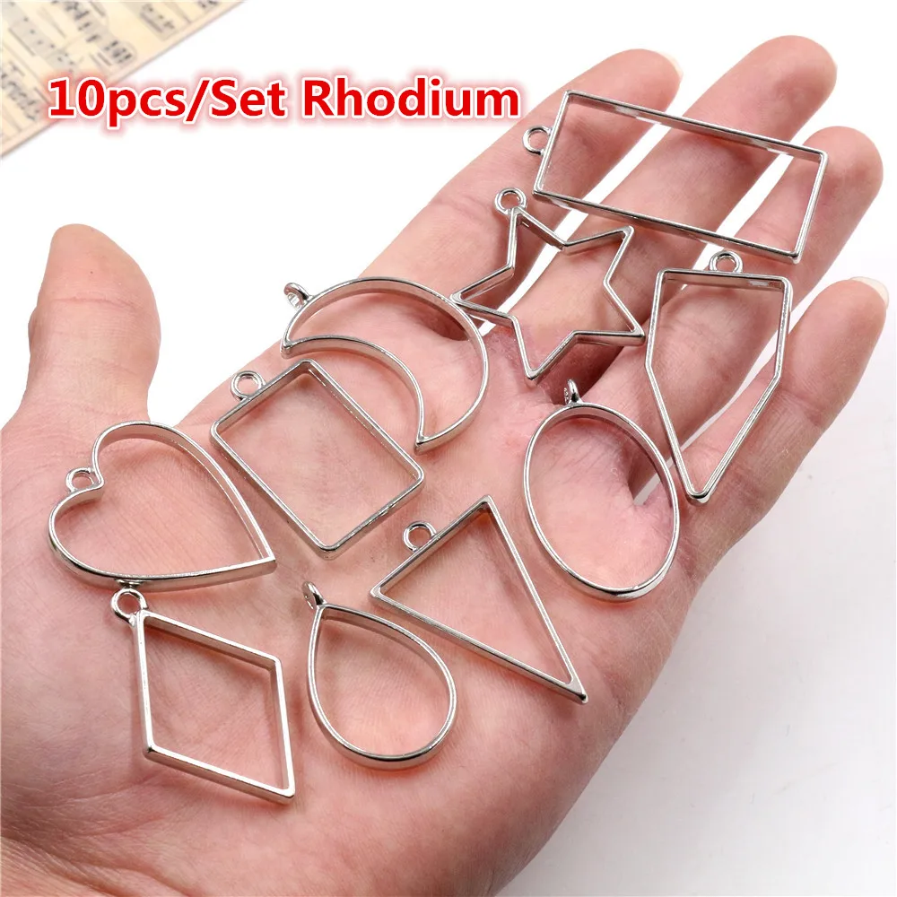 Forma obramowania Rod Geometryczna pusta metalowa rama Bezel Taca z żywicy epoksydowej do samodzielnego tworzenia biżuterii — zdjęcie 3