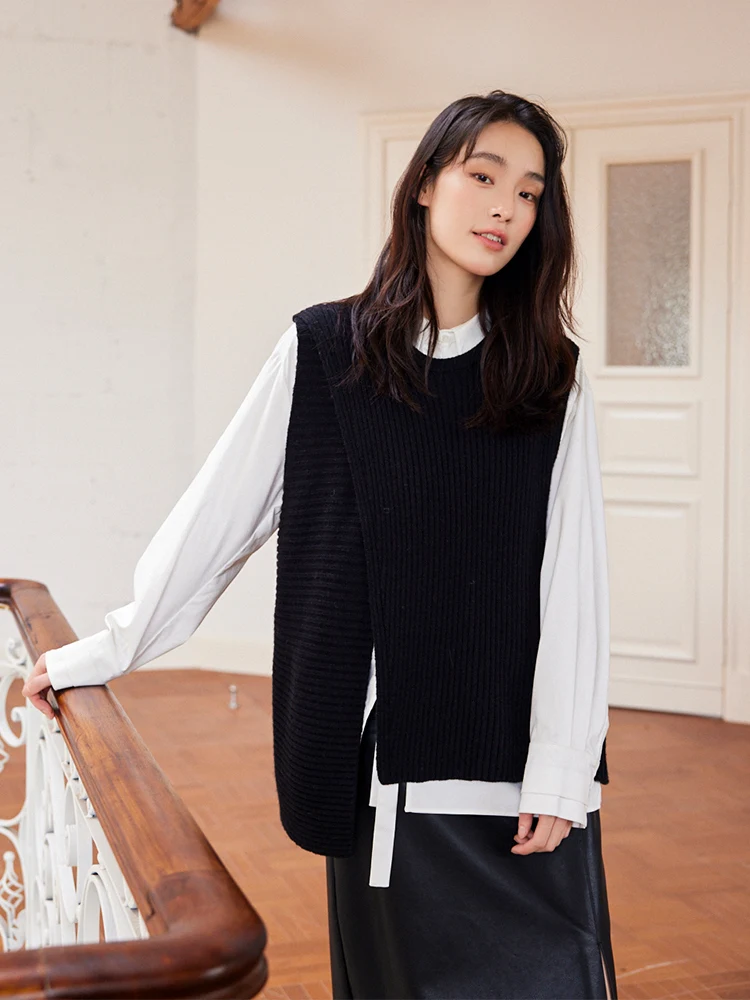 

SOMSOM Новый зимний круглый Ne Svel Thi вязаный свободный вязаный жилет с открытым разрезом свитер с v-образным вырезом или Sle на одной пуговице Pur...