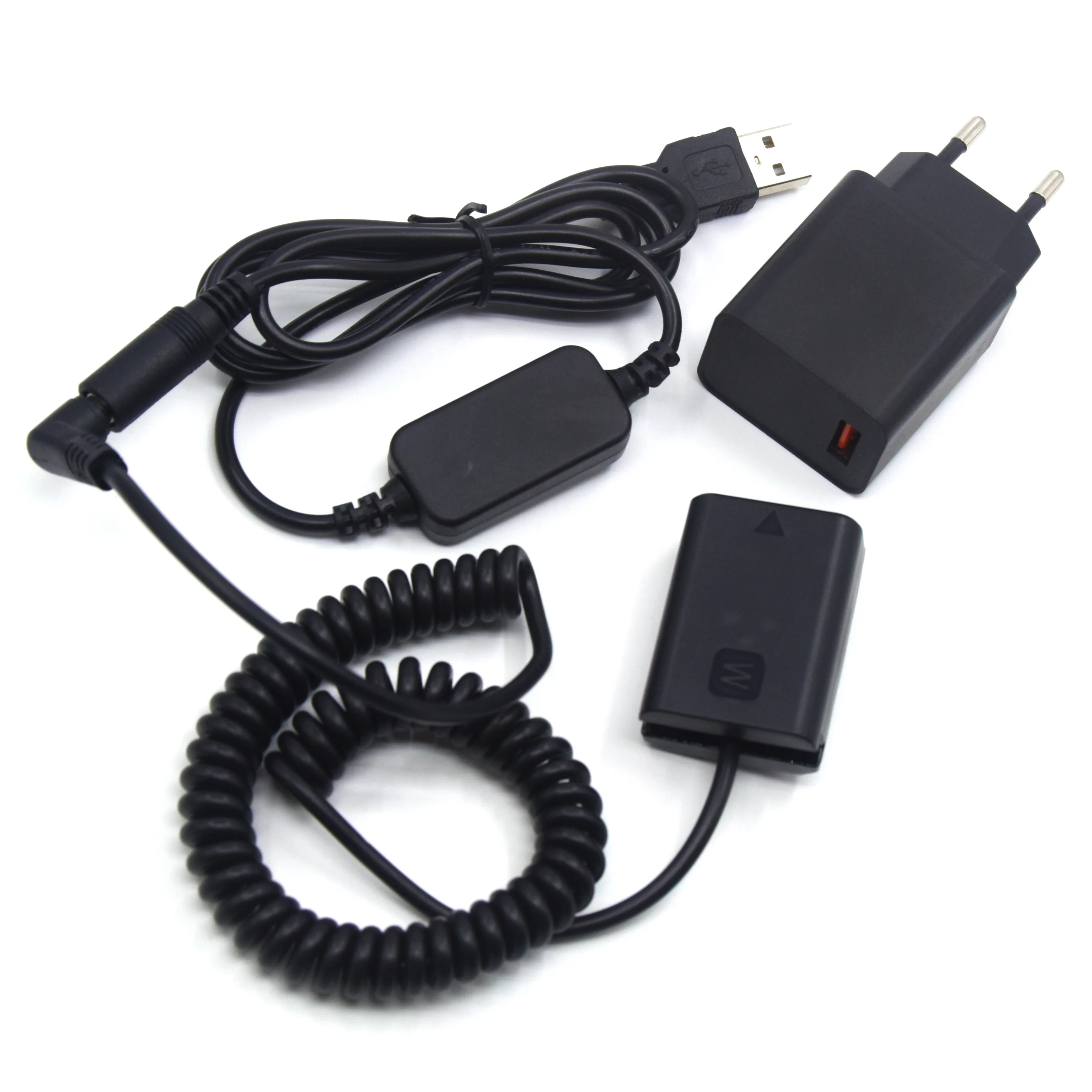 18W Charger USB to DC Cable NP-FW50 AC-PW20 Dummy Battery for Sony ZV-E10 A6000 A6300 A7000 A6500 A7II A7R A7RII A7S RX10II