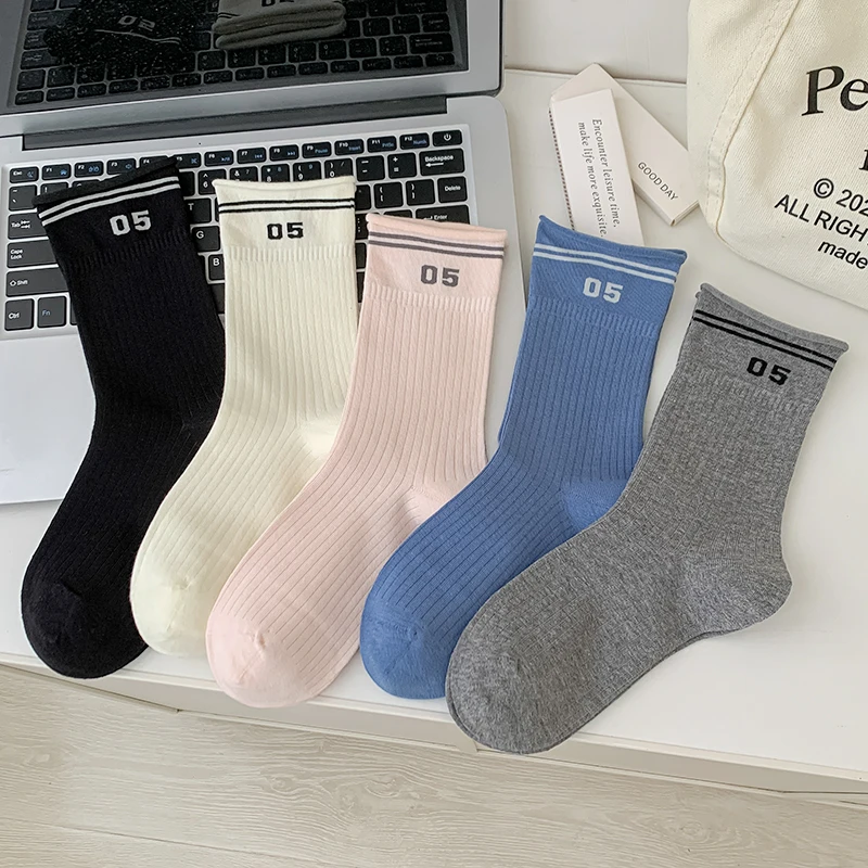 

Fashion Socks For Women New Autumn Simple Casual Crew Socks Korean Style Sports Daily Long Cotton Socks Female Breathable Trendy