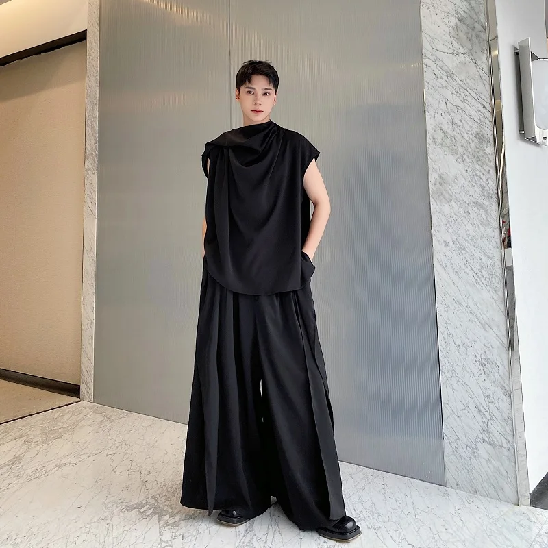 

Летняя мужская рубашка с воротником-стойкой, модный дизайн, повседневный стиль, свободный крой, тонкая, молодежная, популярная.