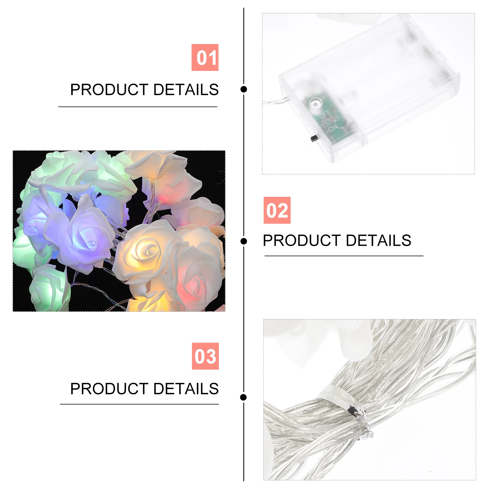 

1Pcs Holiday String Light Rose Flower LED Lamp Warm Glow Decorative Light for Christmas Valentine Party Wedding Home Outdoor