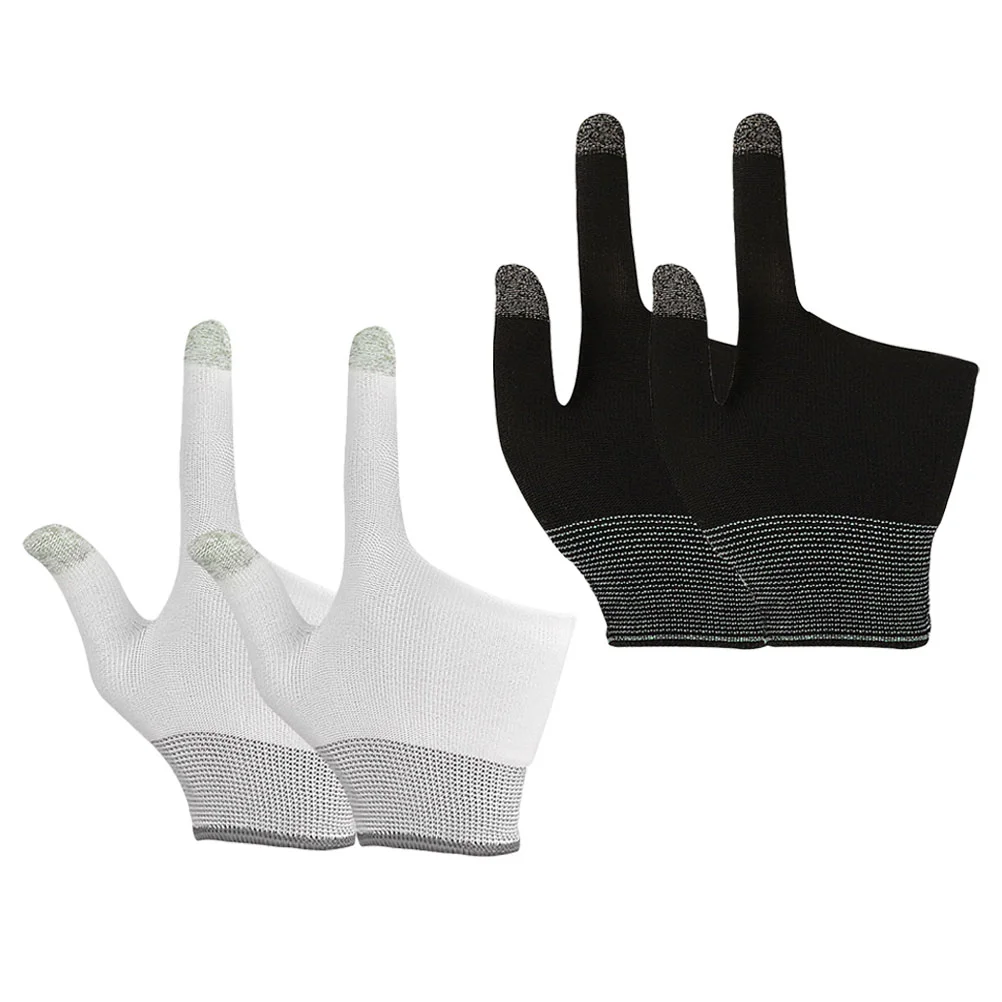 2 Pairs Game Gloves Non-skid Gaming Finger Sleeve Pool Cot Multipurpose Thumb Sleeves Mobile for Graphene Nylon Gamer