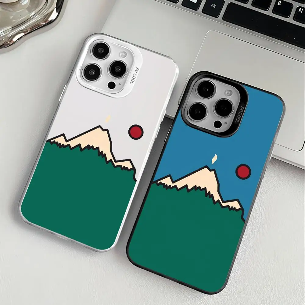 أنيمي نمط جبل حالة الهاتف آيفون 17 16 15 14 13 12 11 برو ماكس أسود أرجواني ماتي الليزر لامع أورورا فوندا #1