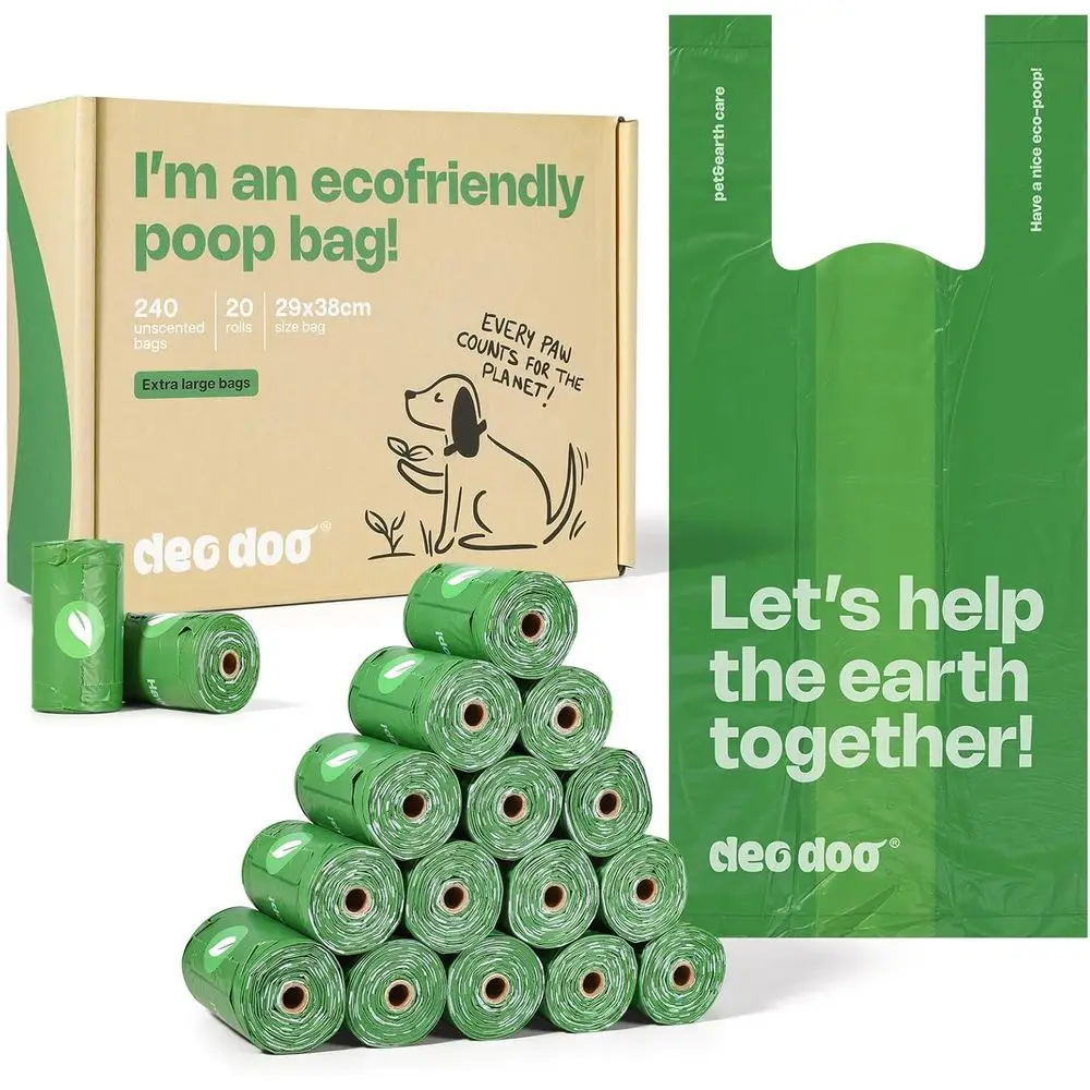 

Large Dog Waste Bags with Handles, 240 Count, Extra Thick & Leak Proof for Medium to Large Dogs & Cats