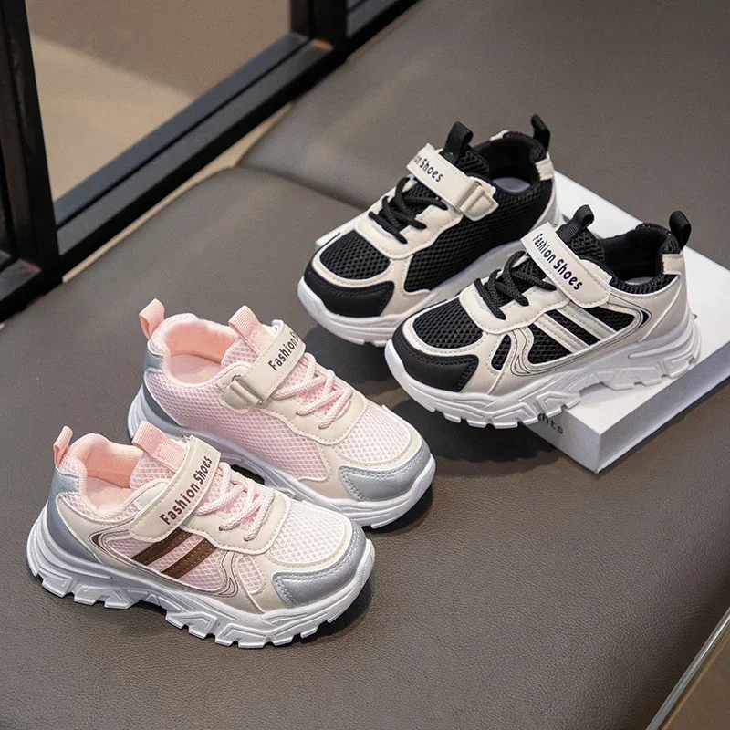 

Kids Casual Pink Girls Leather Shoes Fashion for 5-15y Lightweight Running Young Student's Children Sports Girl's Boy Sneakers