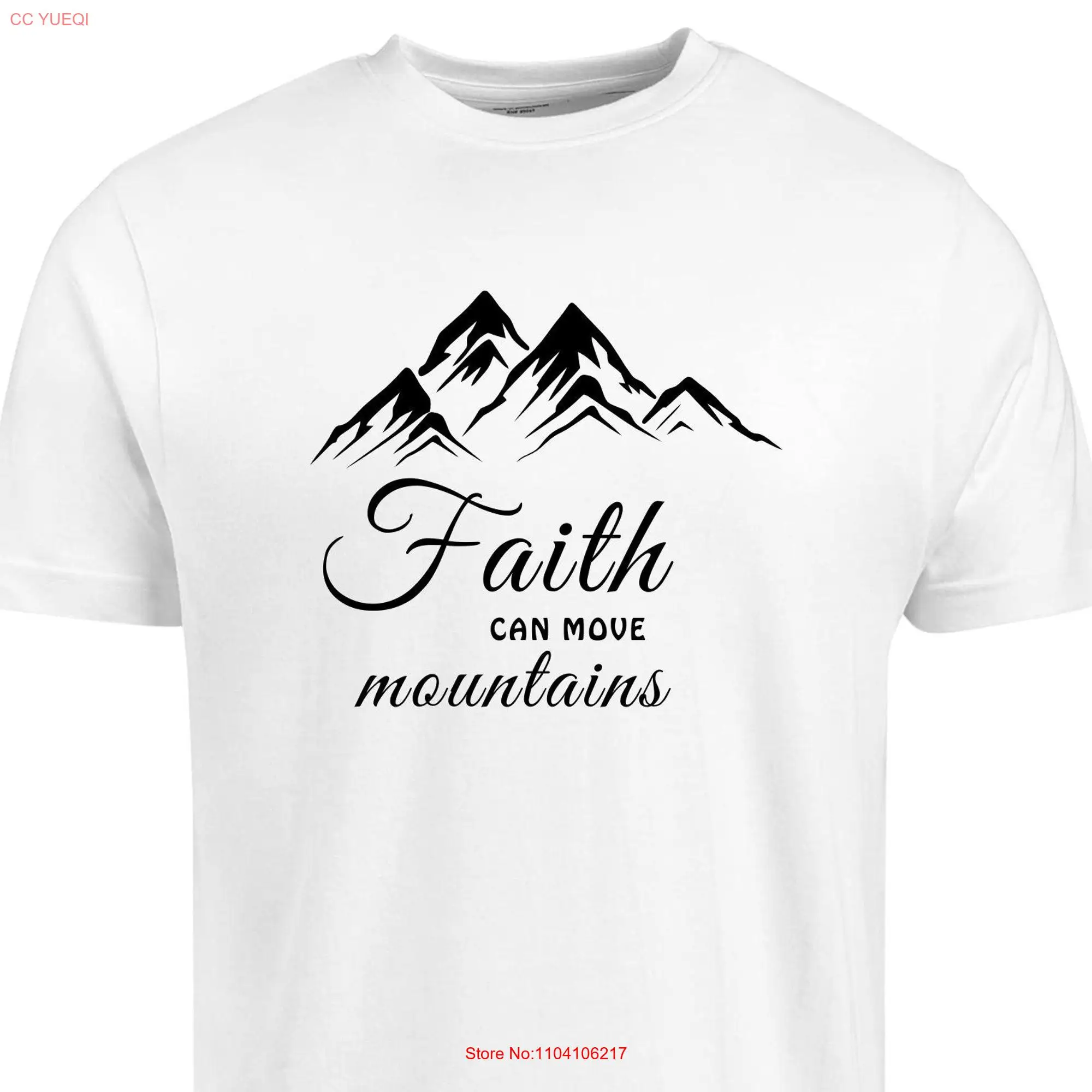 Faith Can Move Mountains T Shirt Bible Verse Christian Clothing Jesus Apparel s For Her long or short sleeves