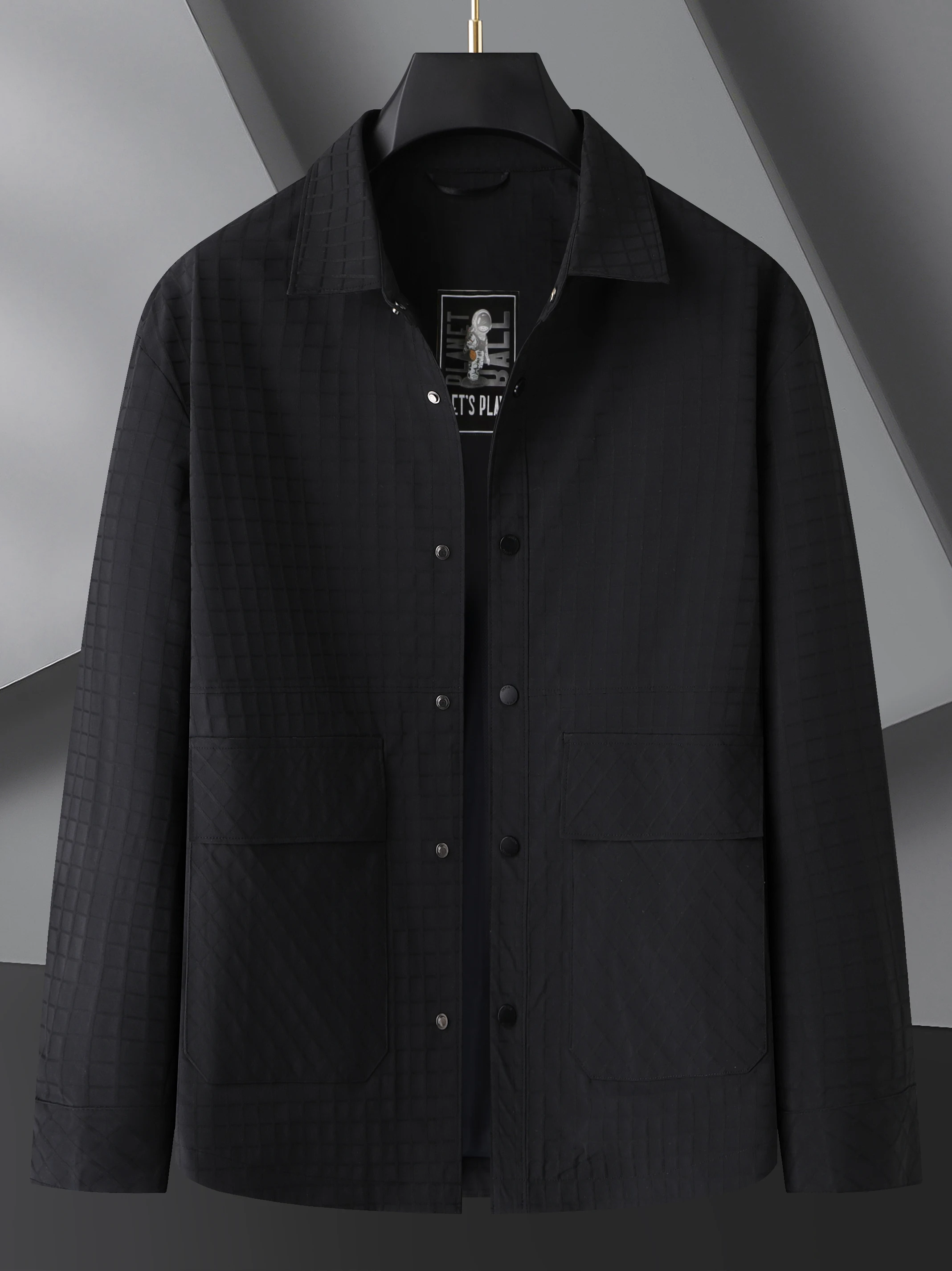 

Spring Autumn plus Size Men's Jaet Casual Loose Plaid Open Cardigan Top Faion Urban Sle Polyester Fiber Anti-Wrinkle