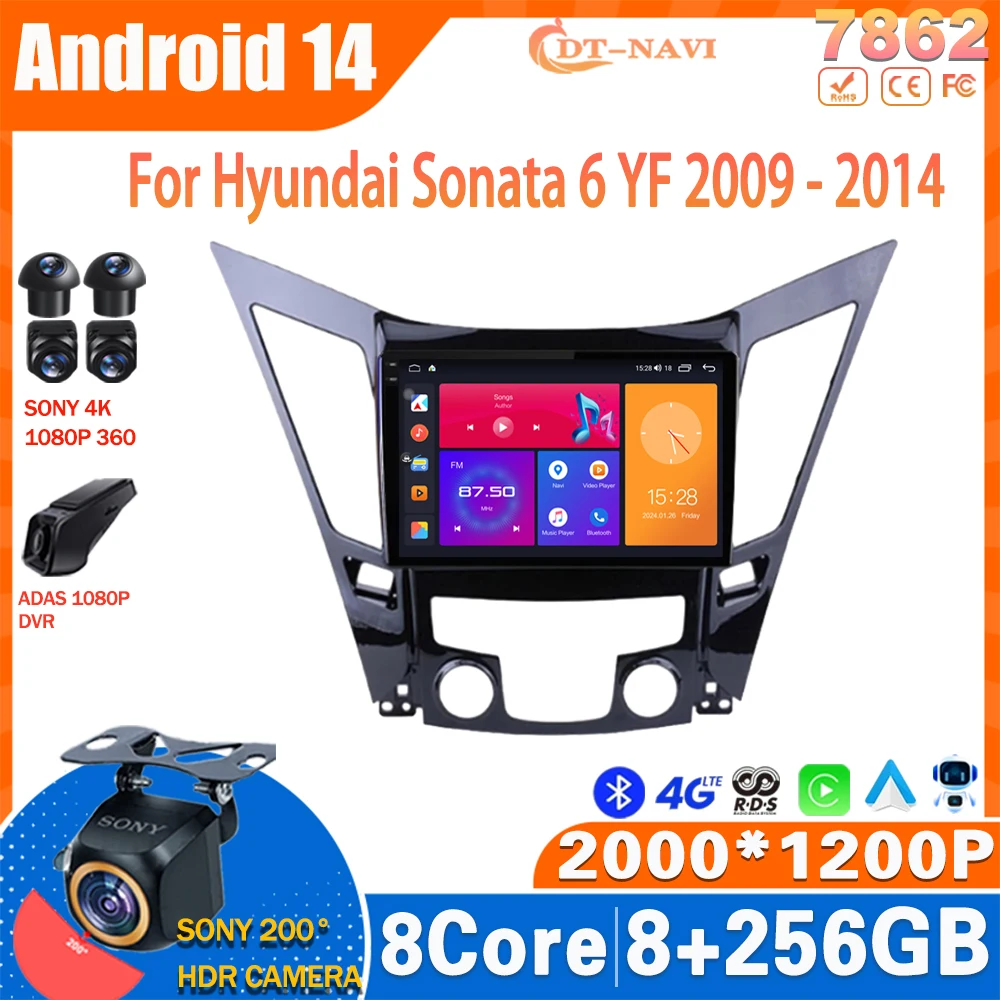 

Android 14 Car Radio For Hyundai Sonata 6 YF 2009 - 2014 Multimedia Video Player Navigation 4G NO 2Din DVD Head Unit