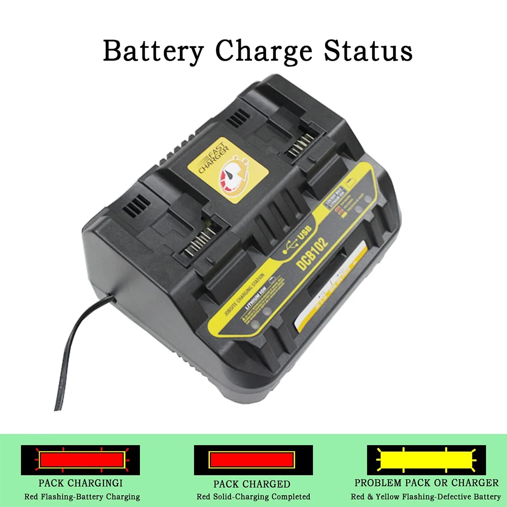Imagem -05 - Carregador Rápido para Bateria de Lítio Slide Port 4a Corrente de Carregamento Usb 2a Dcb200 Dcb140 Dcb102 10.8v 14.4v 18v 20v 60v