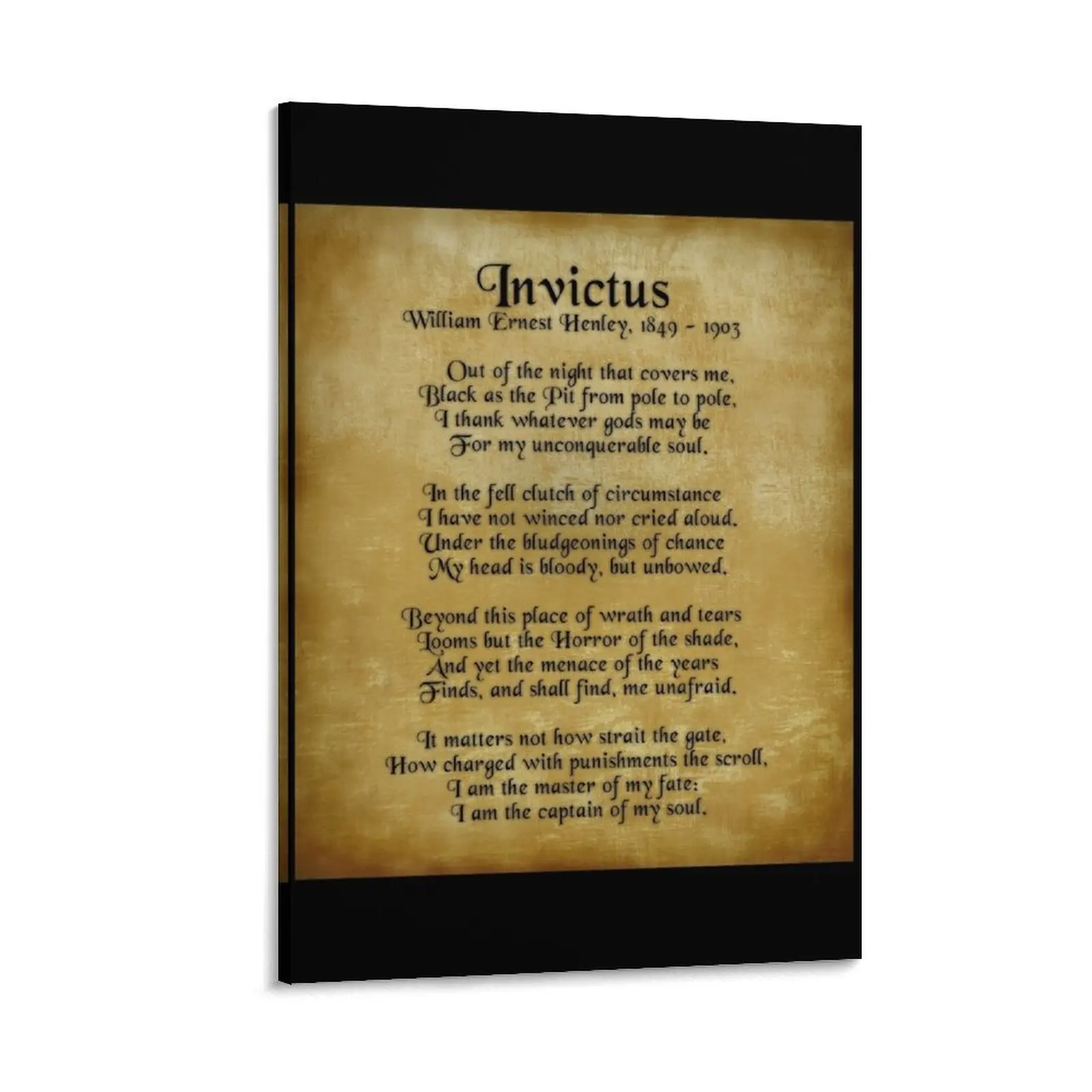 

Invictus, Ernest Henley poem on parchment Canvas Painting poster mural room decoration decorative wall poster
