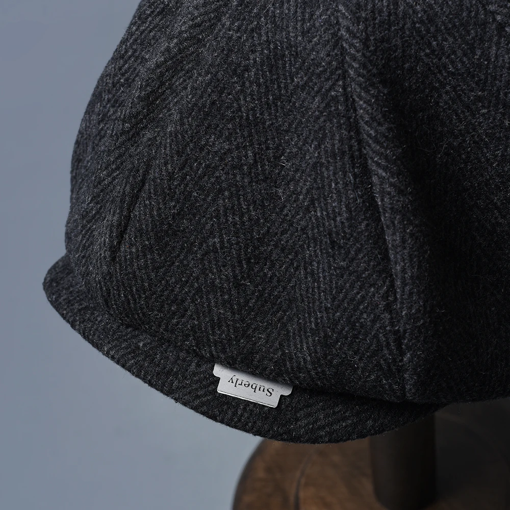 2022 NEW Retro Wool Tweed Newsboy Cap With Blade Herringbone Men Women Gatsby Vintage Hat Driver Flat Cap 8 Panels Beret NZ251