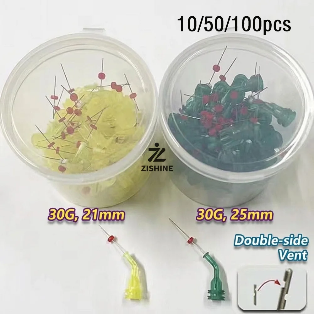 Dental Endo Irrigation Needles 30G Double Side Vented Tip Needle Tips 21mm Posterior 25mm Anterior Root Canal Syringe Refill