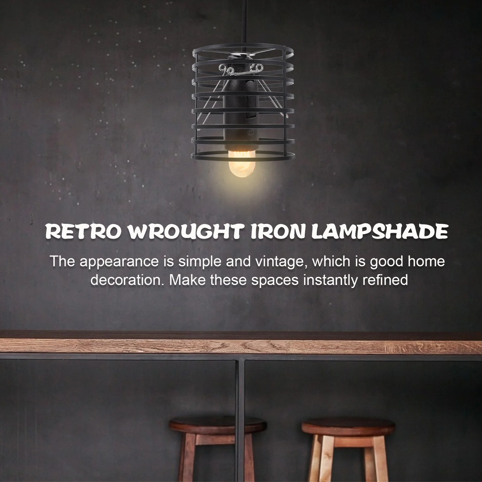 

Iron Art Vintage Retro Bulb Cover Home Hotel Bar Creative Wall Bulb Cover Bedroom Study Metal Light Shade Creative Pendant