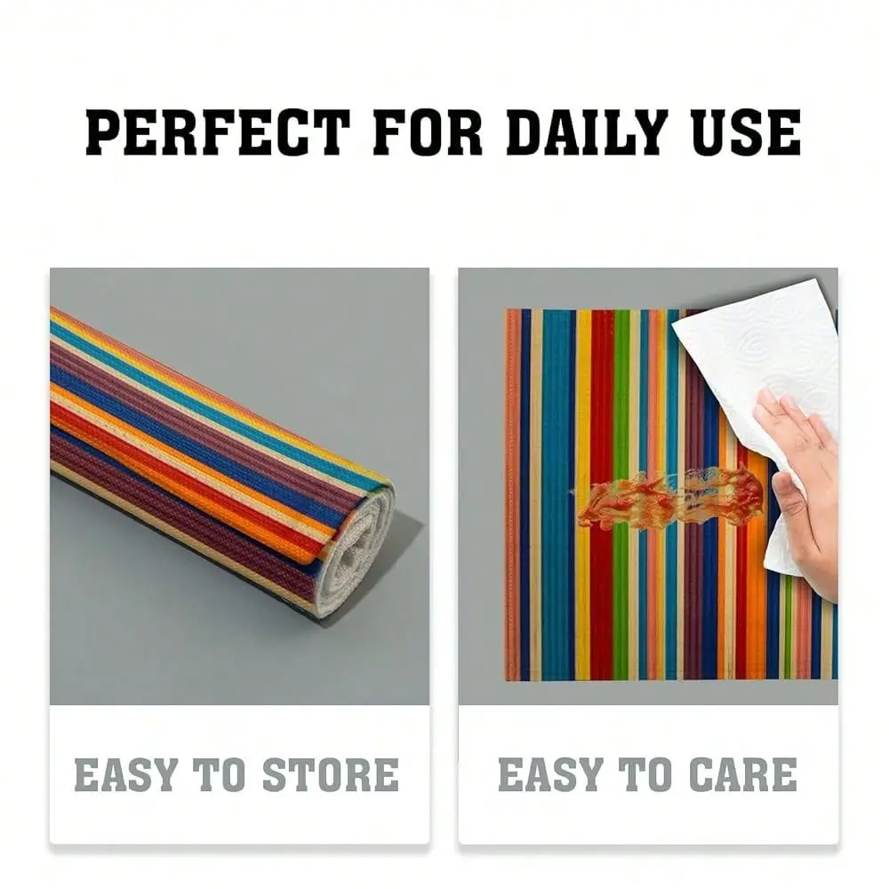 

Colorful Stripe Placemats Set Of 4 12x18 Inch Modern Multicolor Striped Print Table Mats Farmhouse Decorative Linen Washable Pl