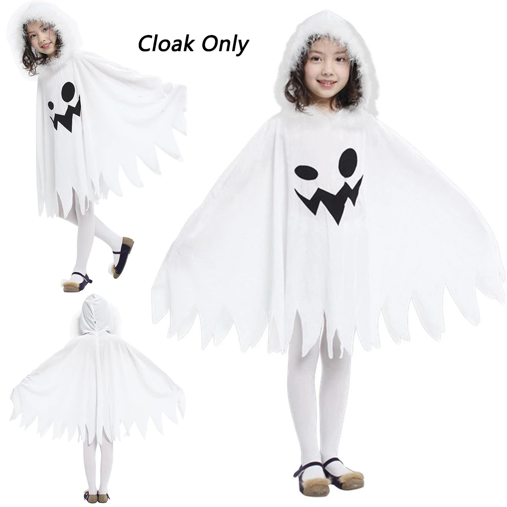 Kinder-Geister-Halloween-Kostüm Weißer Umhang mit Sichel Kürbis-Bonbontasche Leggings Kleinkind Faschingskostüm für Party Cosplay – Detail 2