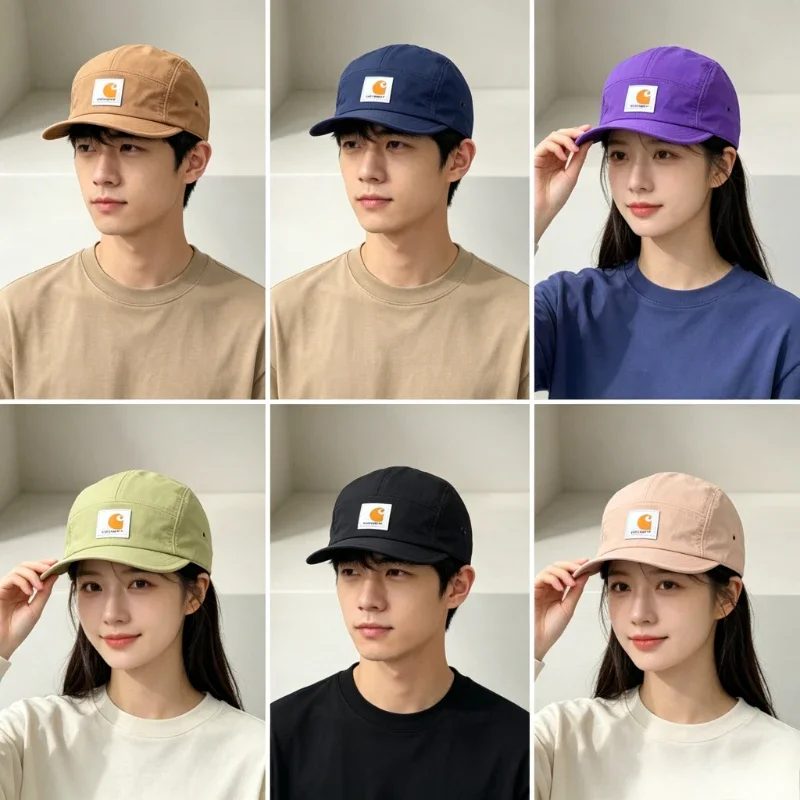 5 Panel Camp Cap Solid Color Quick Dry Lightweight Outdoor Sun Hat Adjustable Strap Streetwear Camping Running Baseball Hat