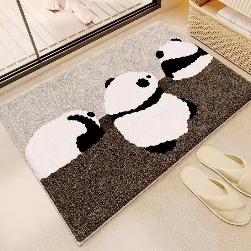 VIKAMA Cute Cartoon Animal Imitation Cashmere Bath Mat Soft Water Absorbent Non Slip Washable Indoor Bedroom Kitchen Entry Rug