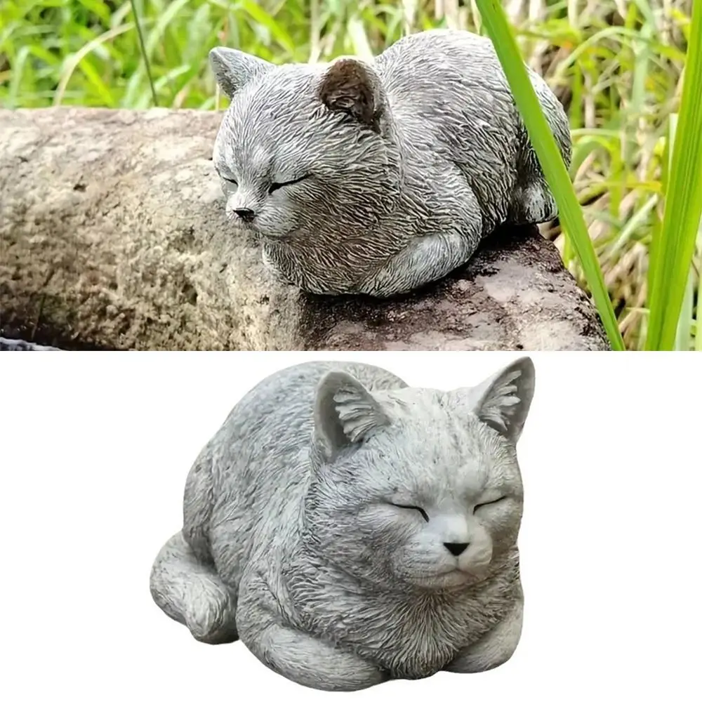 Outdoor Garden Lawn Art Decoration Garden Ornament Cat Statue Durable Cat Pattern Animal Statue Home Decor Decoration Crafts