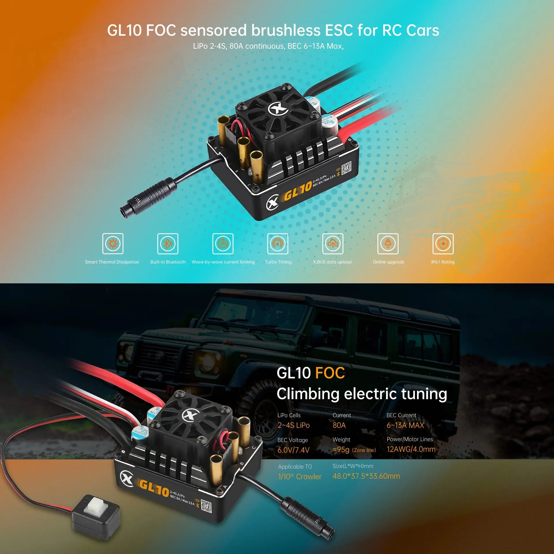 XC GL10 RC Car Electronic Speed Controller 1/10 ESC / 80A (2~4S)&