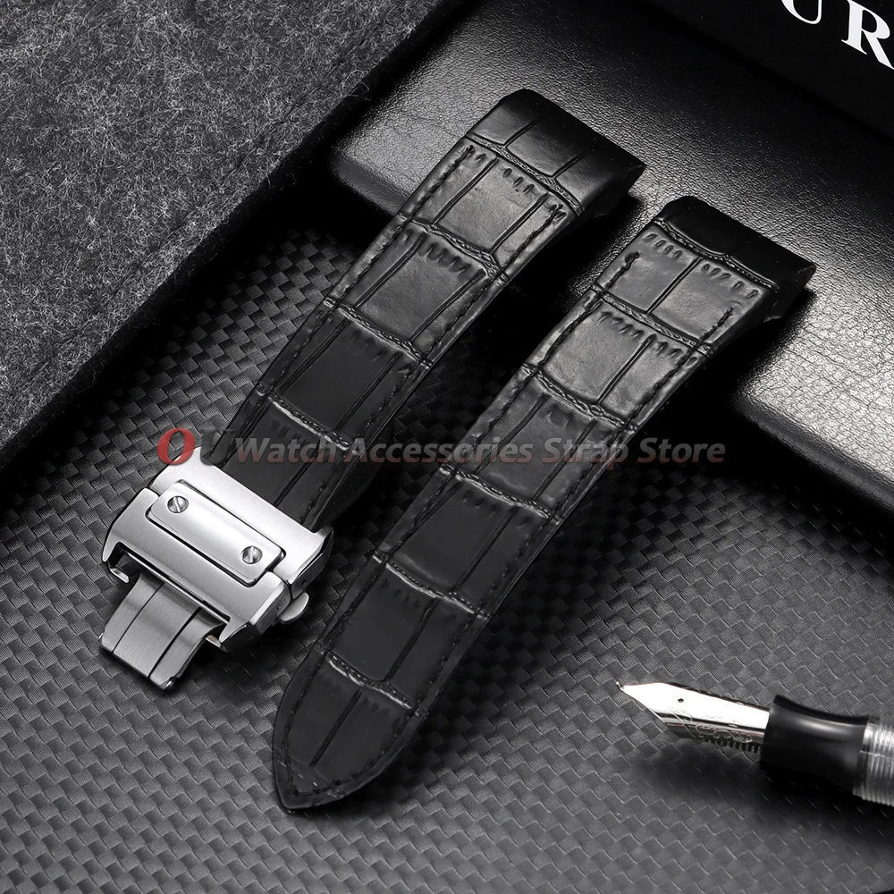 Für Cartier Uhrenarmband, Rindsleder-Uhrenarmband, 20 mm, 23 mm, für Santos 100-Serie, weiches Armband, Faltschließe, Herrenarmbänder – Detail 11