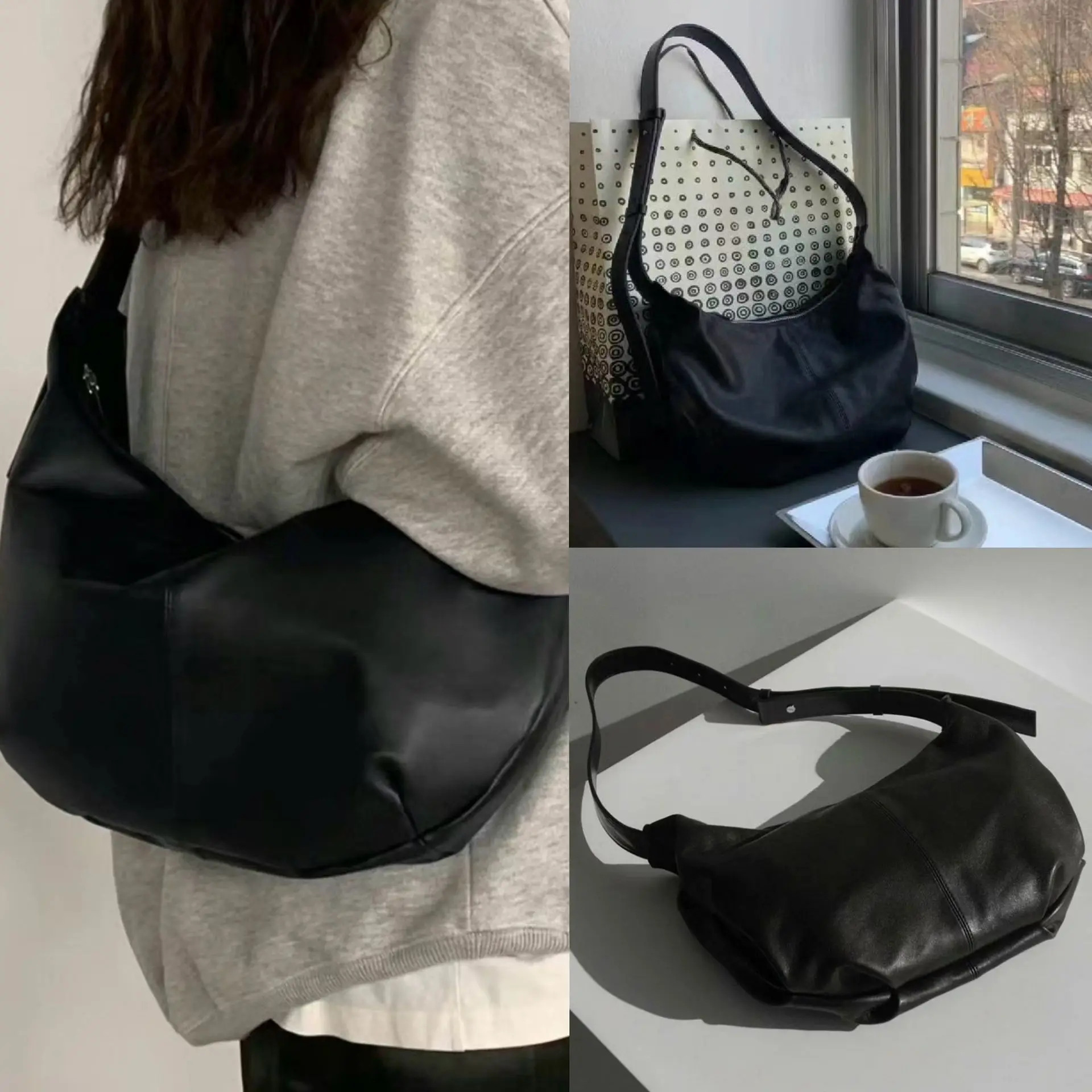 

Women'S Commuter Nw* Dumpling Handbag Head Layer Cowhide Single Shoulder Crossbody Genuine Leather Casual Versatile Commuter Bag