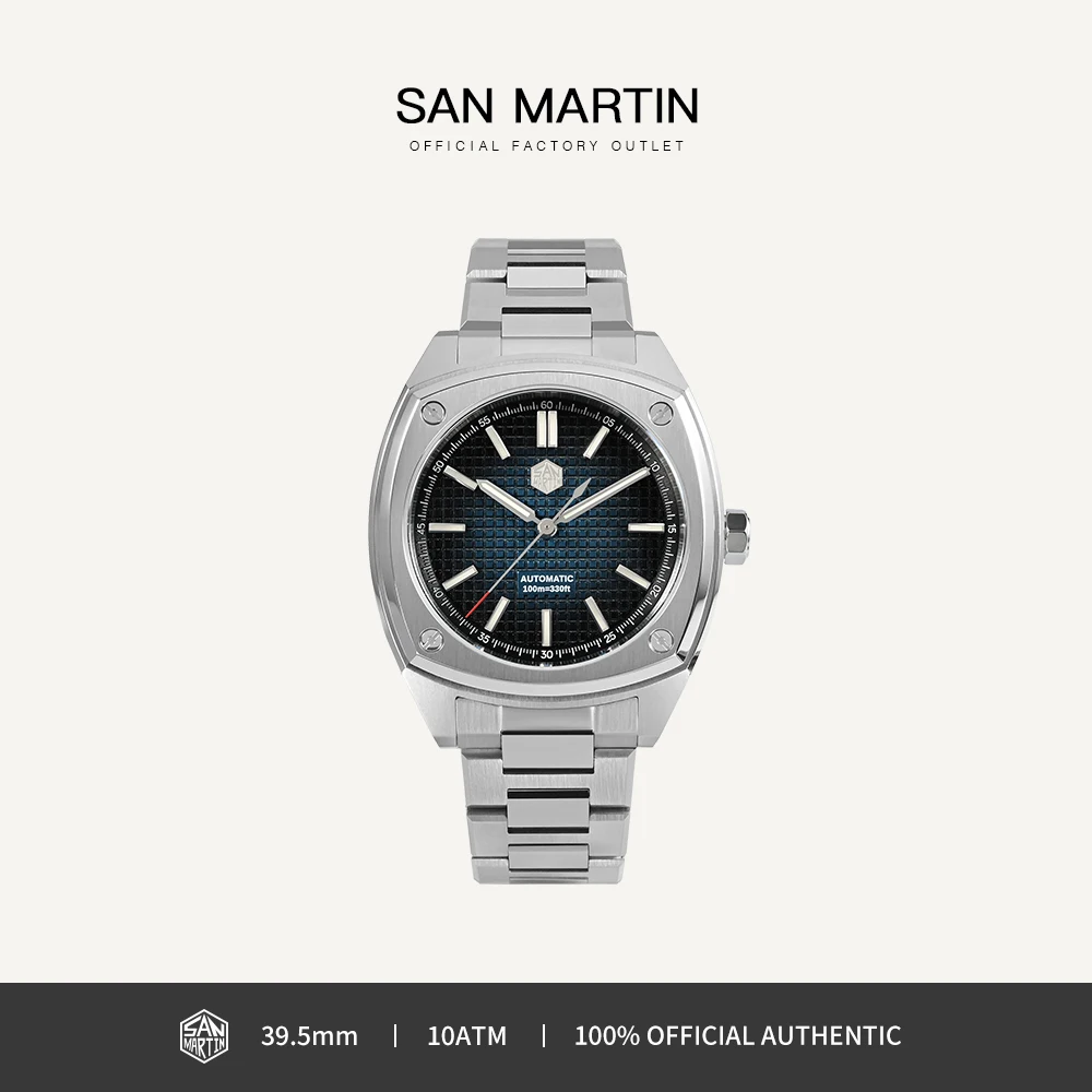 

San Martin оригинальный дизайн 39,5 мм Роскошные спортивные мужские часы PT5000 Автоматические механические часы из нержавеющей стали Водонепроницаемые SN0026