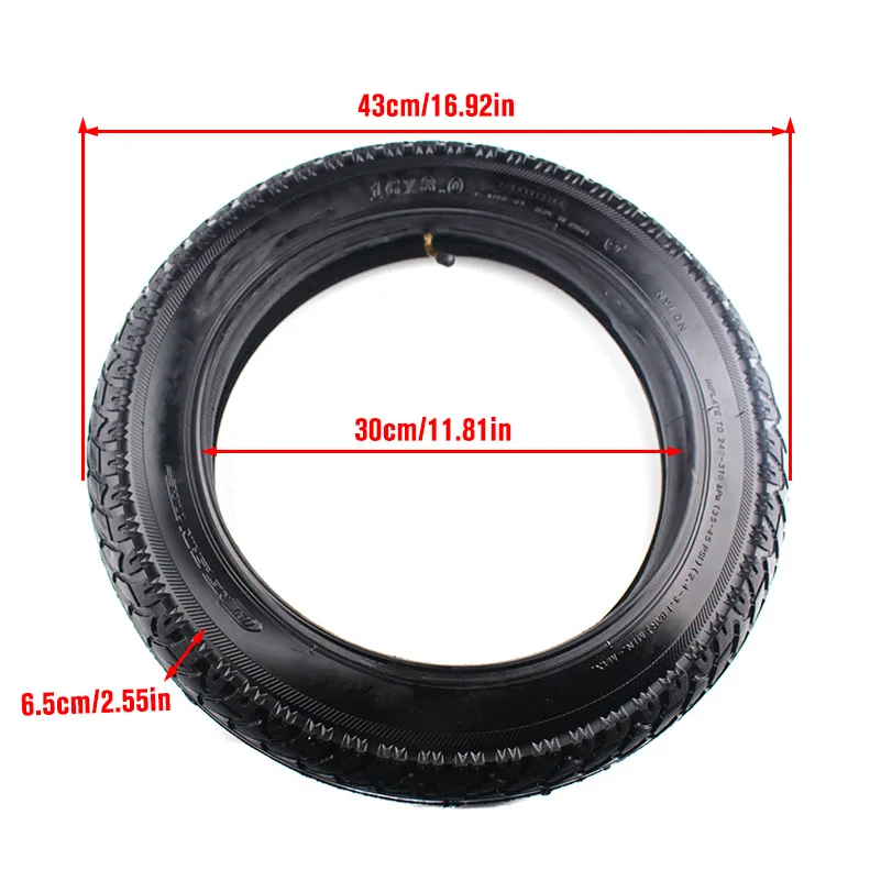 16*3.0 inch Electric Vehicle Tire Tube 16x3.0 Thickened Stab-proof tyre inner tube 16 inch CTS Electric bicycle wheel tyre