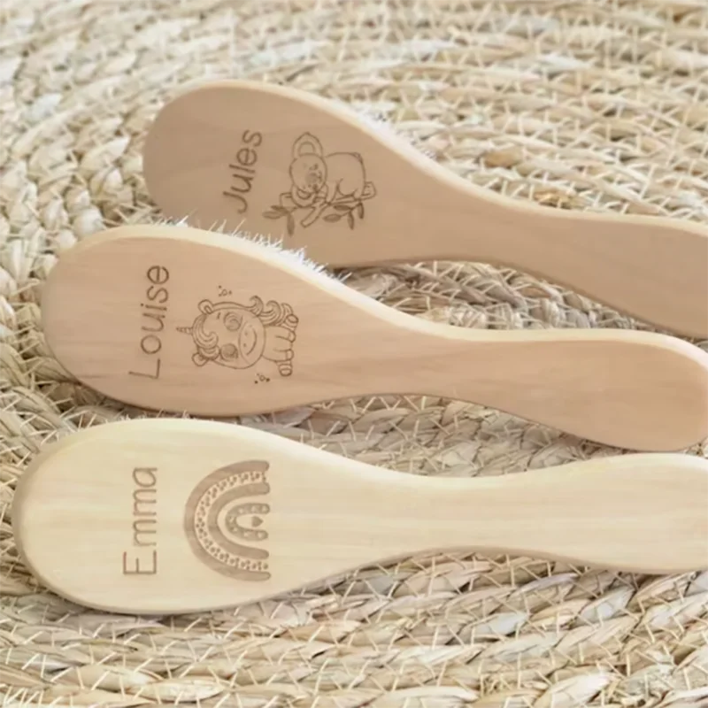 Custom Baby Brush,Made of Natural Wood,Ideal Gift Birth,Baptism, Birthday Gifts,Laser Engraved Hair Brush,Baby Shower Favors