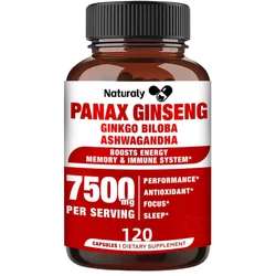 Korean Red Ginseng Capsules - Supports Increased Energy, Mood, Stamina & Performance, Muscle Strength, Ginseng Supplement