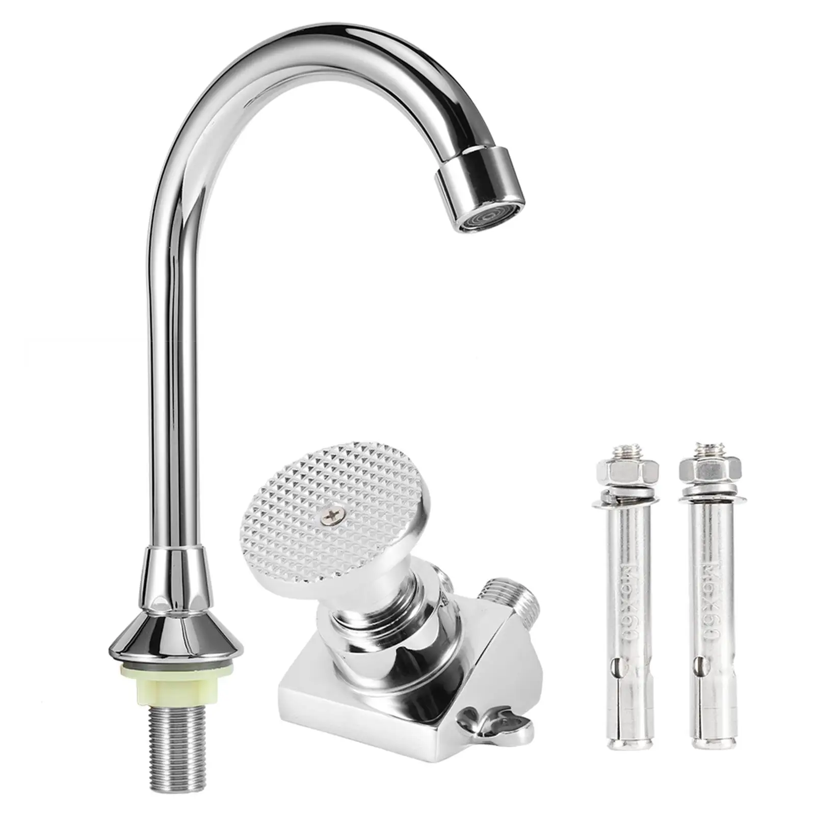 

Touchless Copper Foot Pedal Faucet G1/2in for Hospital Lab Single Cold Water Sink - Floor Mounted Tap