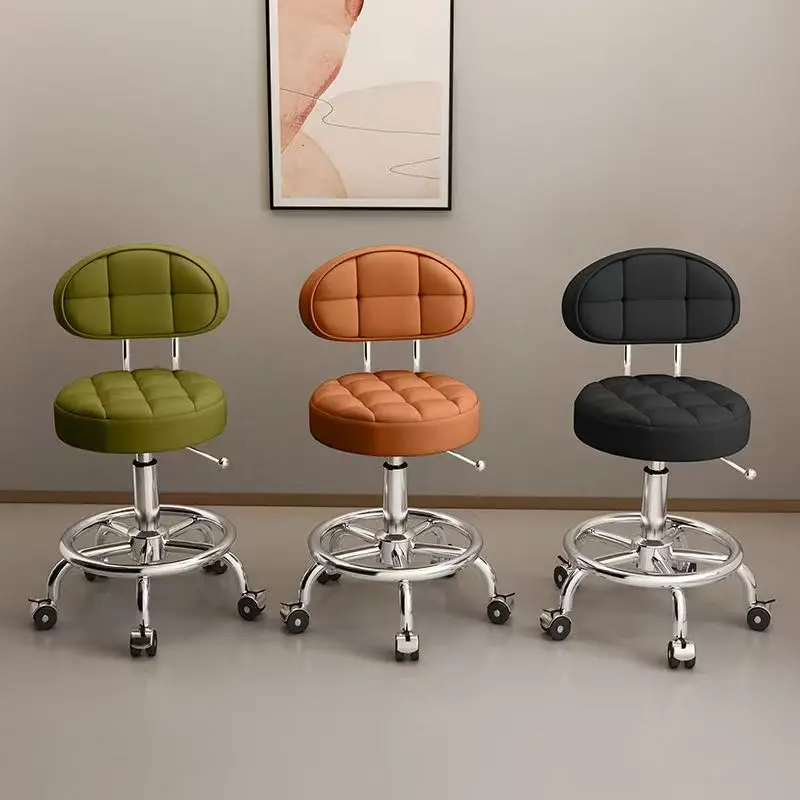 

New Arrival Wholesale Adjustable Hydraulic Round Roller Pedicure Stool Chair With Wheels Beauty Salon Technician Massage Table L