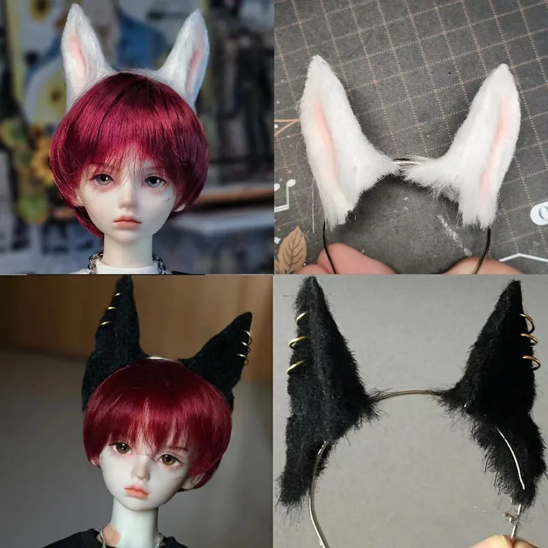 Nowa dostawa Handmade Anime Cosplay kot wilk królik uszy Hairhoop szpilka nakrycia głowy dla lalki przebranie na karnawał akcesoria