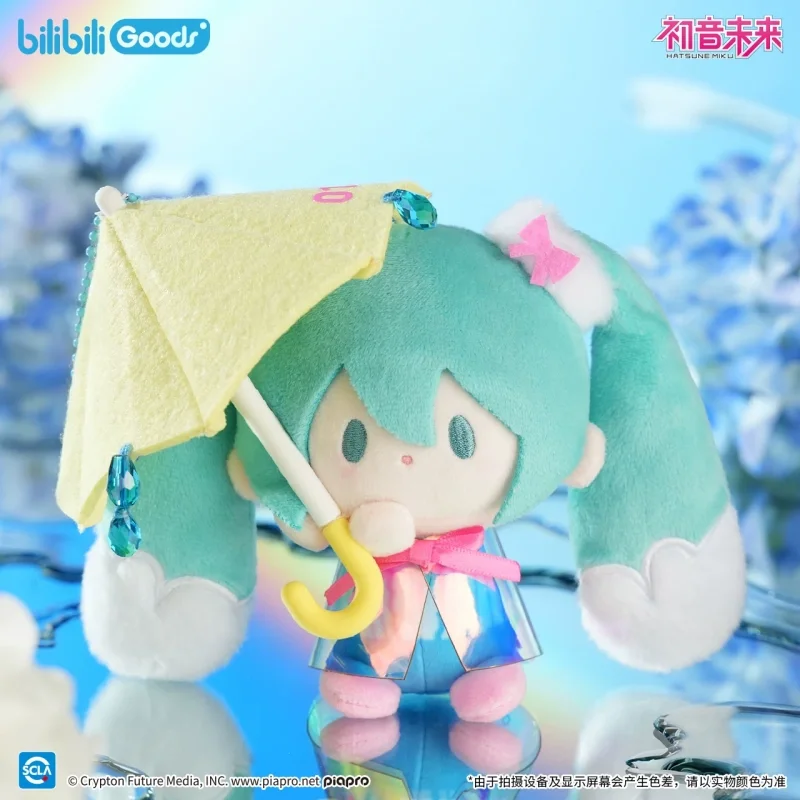 Bilibili Goods Official Licensed Hatsune Miku Plush Doll Pendant Rainy Sound Series Soft Hanging Ornament For Anime Fans gift