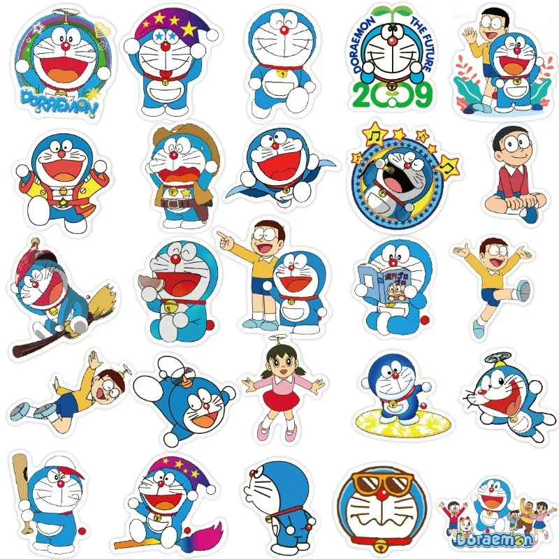 50pcs Doraemon Cartoon Stickers Suitcase Water Cup Stationery Mobile Phone Car Scooter Laptop Refrigerator Decorative Stickers