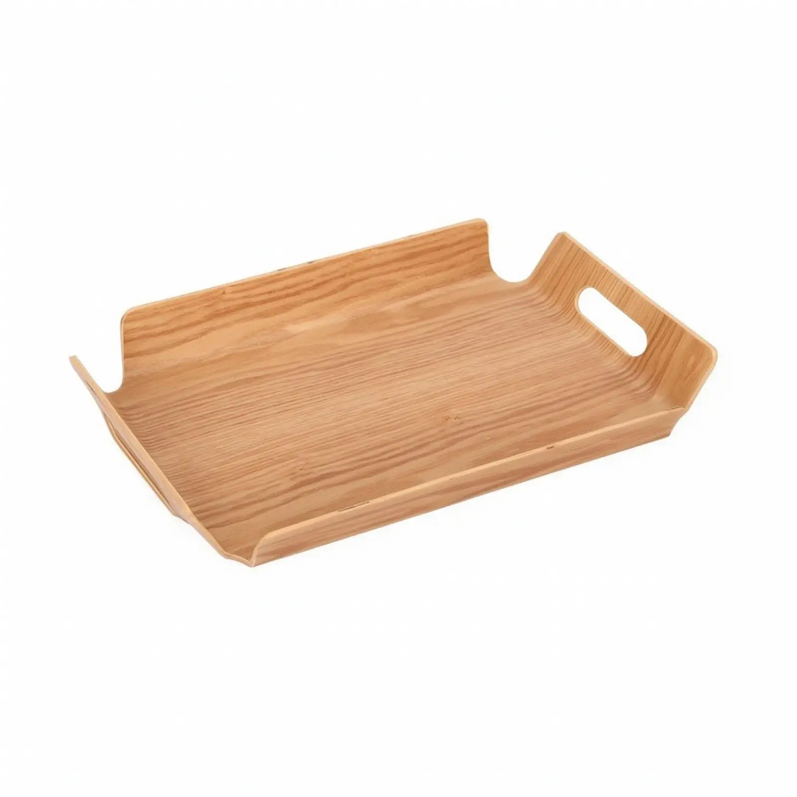 Tray with Raised Edge Portable Rectangular Serving Tray with Cutout Handles Wooden Platter with Raised Edges Convenient