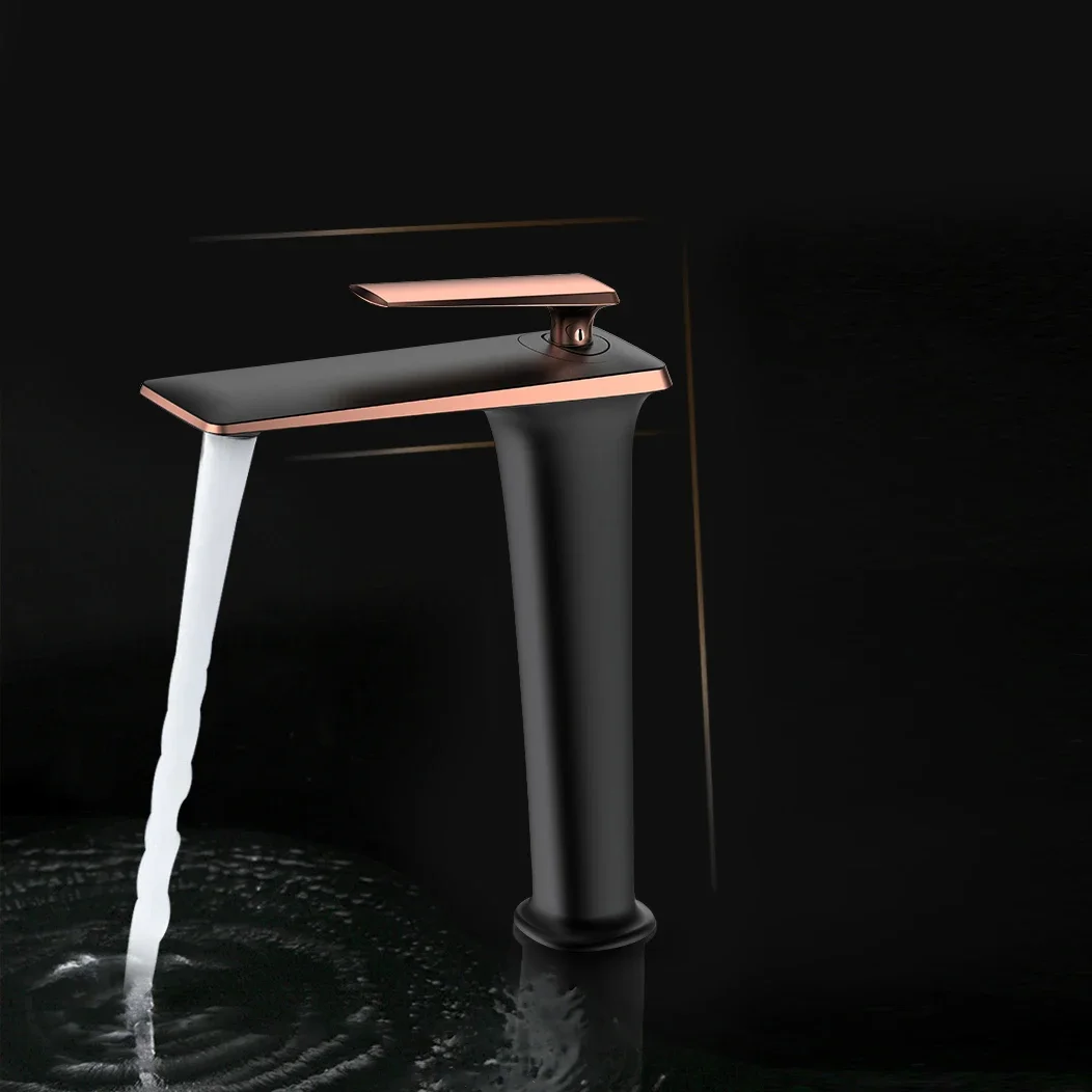 لـ e Lavabo En or Rose Noir، Robinet Blanc Moderne، Salle De Bains، Eau Chaude Et Froide، Mellaangeur D'evier، Navire D