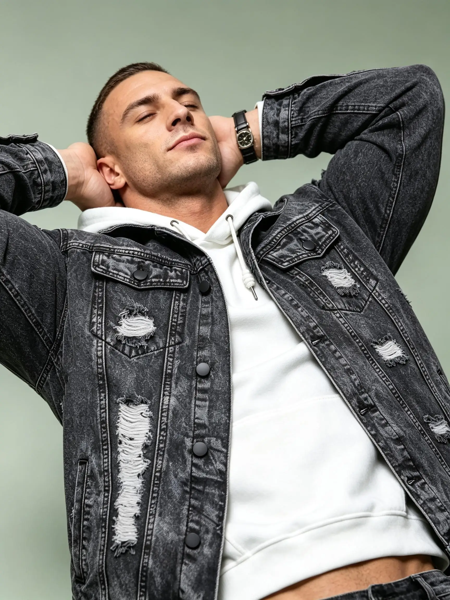Y2K Light Wash Denim Jacket For Men, Urban Street Fashion Outerwear, Birthday Gift For Husband