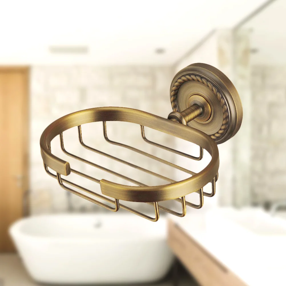 

Твердый латунный настенный держатель для мыла в винтажном стиле, латунная корзина для мыльницы для ванной комнаты, поддон для душа, устойчивый к ржавчине слив