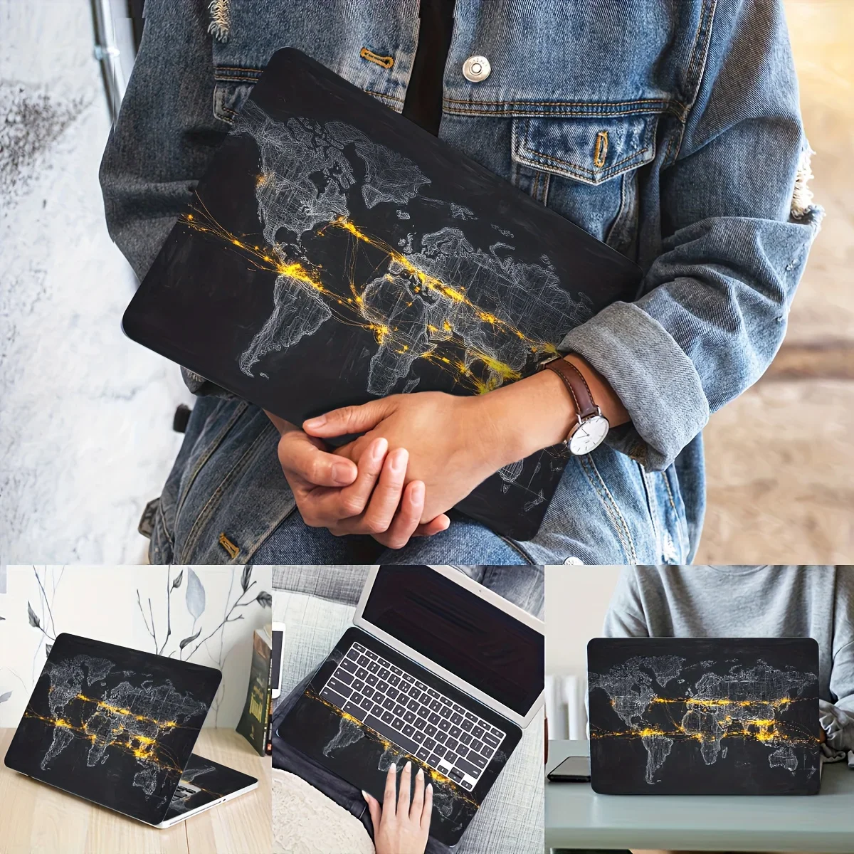 Anti-scratch DIY Art Protection Sticker World Map Vinyl for Laptops and Cars  Waterproof and Wear-resistant Non-reusable