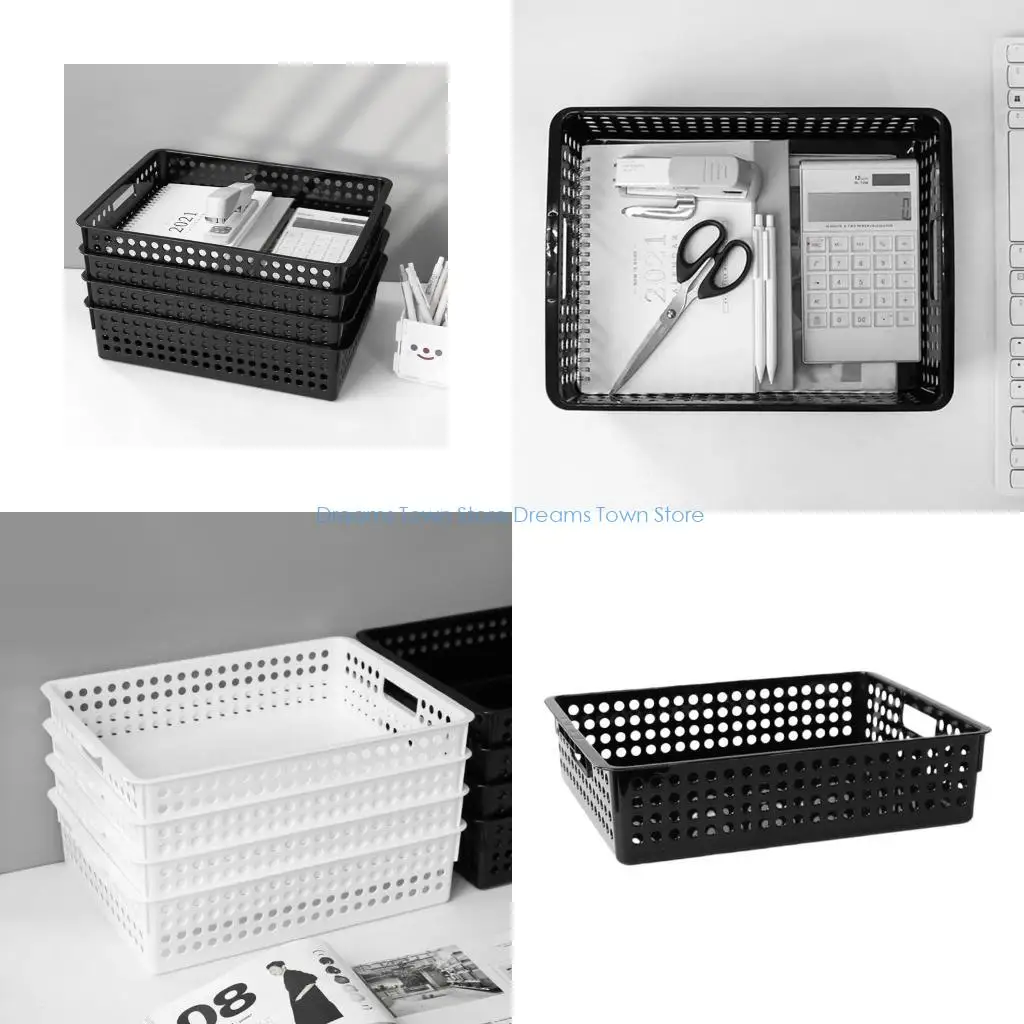 

HX6A пластиковая корзина для хранения файлов, настольный органайзер для документов формата А4 с ручками для кладовой домашнего