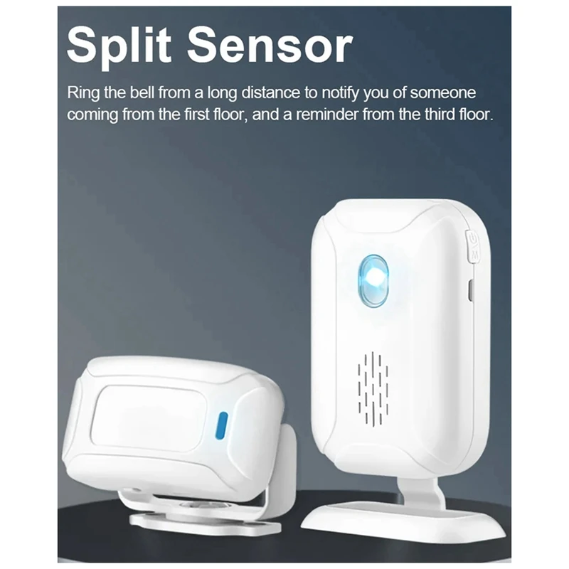 Campainha sem fio com sensor de movimento, detector de movimento para casa inteligente, campainha de boas-vindas, hotel, loja, porta de segurança para idosos