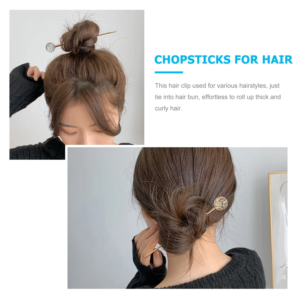 

2 шт., стеклянные длинные женские аксессуары, регулируемые аксессуары для волос для женщин, заколки для булочек, прическа, ювелирные изделия, палочки для еды