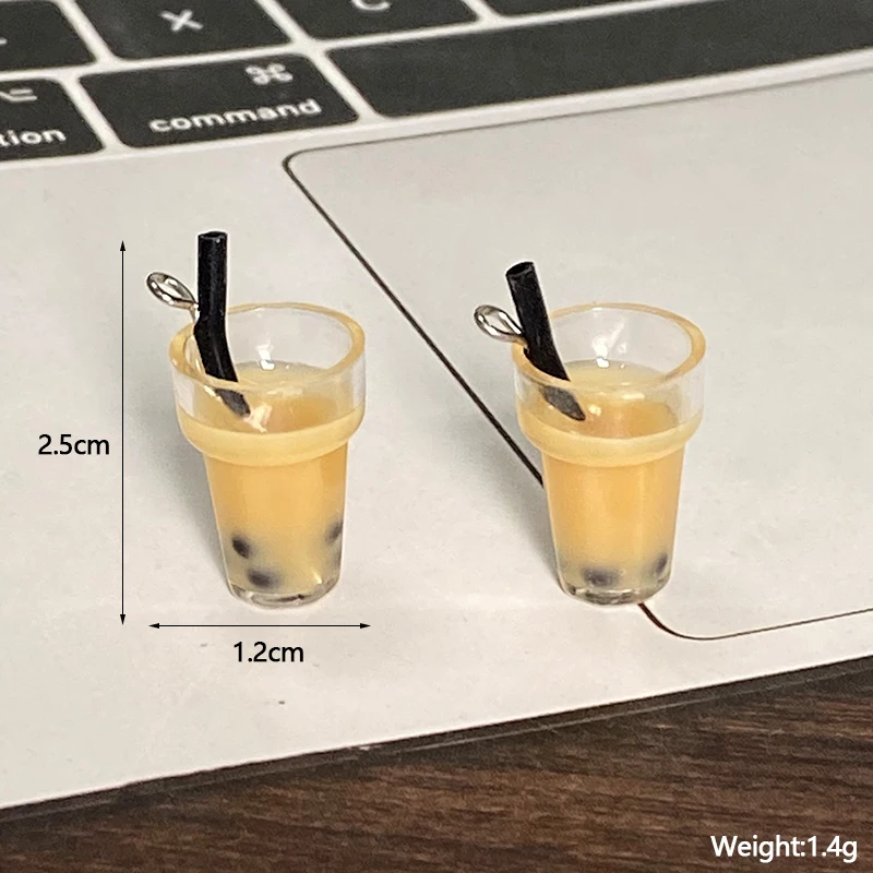10 pçs casa de bonecas mini leite xícara de café encantos bonito 3d pérola leite chá bebida pingentes para brinco diy jóias fazendo