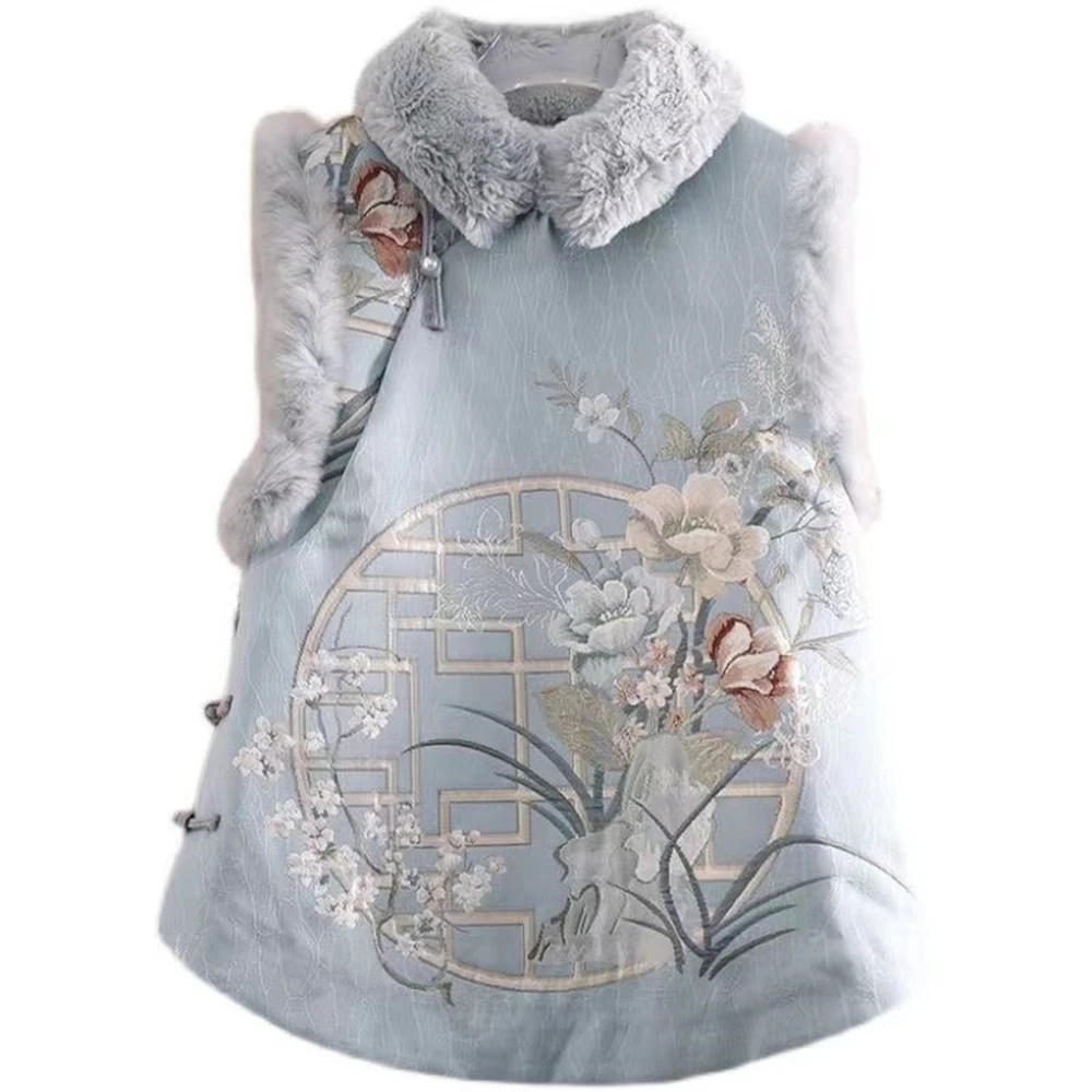 سترة شيونغسام على الطراز الوطني الصيني ، صدرية مطرزة عتيقة ، بدلة تانغ ، توبات هانفو الشتوية ، زي منزلي ، هدية للنساء