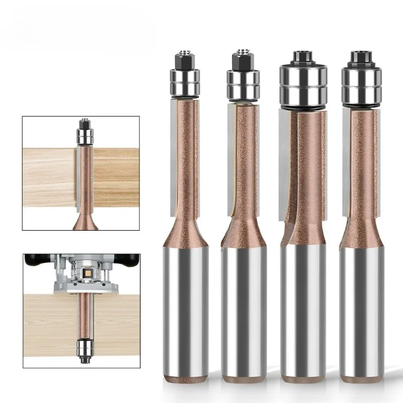 1/4 Stück 1/2 Zoll 12MM Schaft Fräser Doppellager-Trimfräser Profi-Holzbearbeitungswerkzeuge Fräser